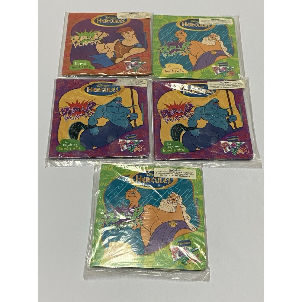 Disney Hercules Blockbuster Play Pak Set of 5 Pop-Up Books 1997 Missing Book 3